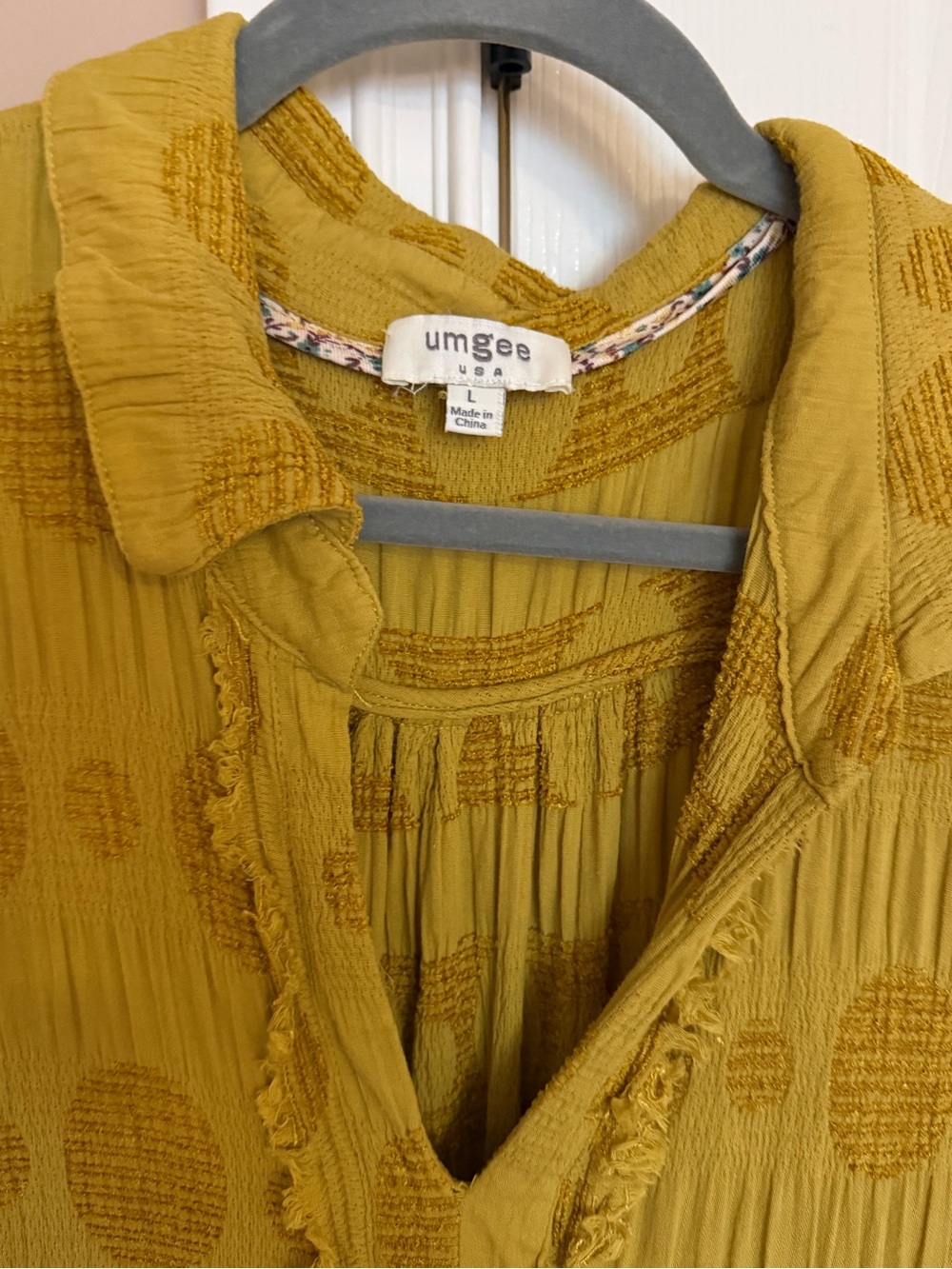 Umgee Textured Mustard Yellow Tiered Midi Dress- large- GUC - summer dress - Picture 2 of 3